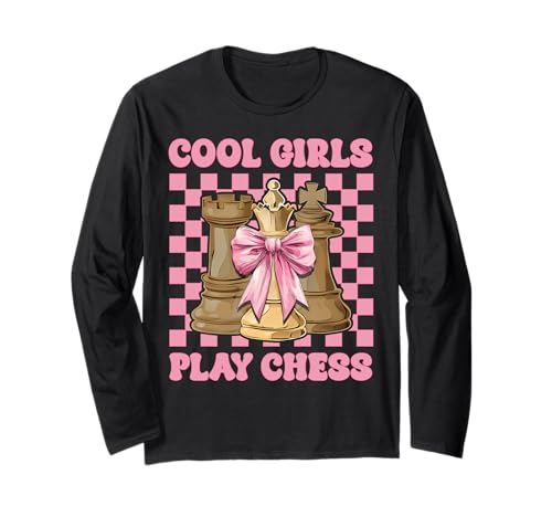 Coole Mädchen Spielen Schachspieler Master Coquette Bow Langarmshirt von Womens Coquette Bow Chess Player Master Gifts