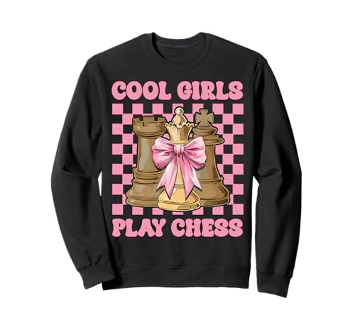 Coole Mädchen Spielen Schachspieler Master Coquette Bow Sweatshirt von Womens Coquette Bow Chess Player Master Gifts