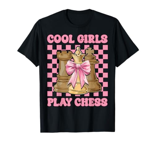 Coole Mädchen Spielen Schachspieler Master Coquette Bow T-Shirt von Womens Coquette Bow Chess Player Master Gifts