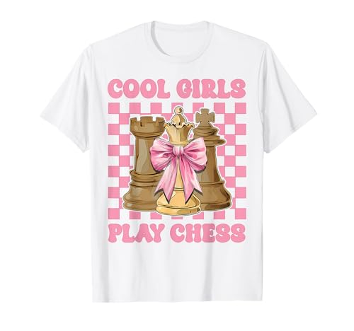 Coole Mädchen Spielen Schachspieler Master Coquette Bow T-Shirt von Womens Coquette Bow Chess Player Master Gifts