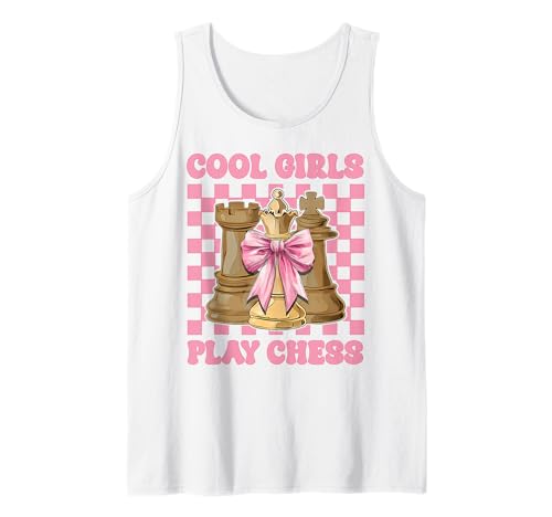 Coole Mädchen Spielen Schachspieler Master Coquette Bow Tank Top von Womens Coquette Bow Chess Player Master Gifts
