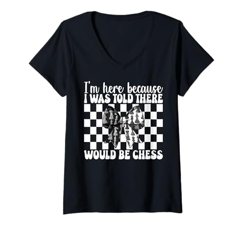 Damen Ich Bin Hier Mir wurde gesagt, DASS es Chess Player Master Girl geben würde T-Shirt mit V-Ausschnitt von Womens Coquette Bow Chess Player Master Gifts