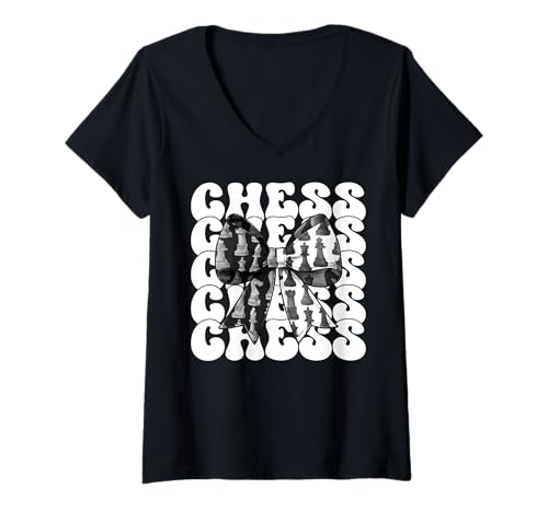 Damen Schachspieler Master Chess Girl Mom Coquette Bow T-Shirt mit V-Ausschnitt von Womens Coquette Bow Chess Player Master Gifts