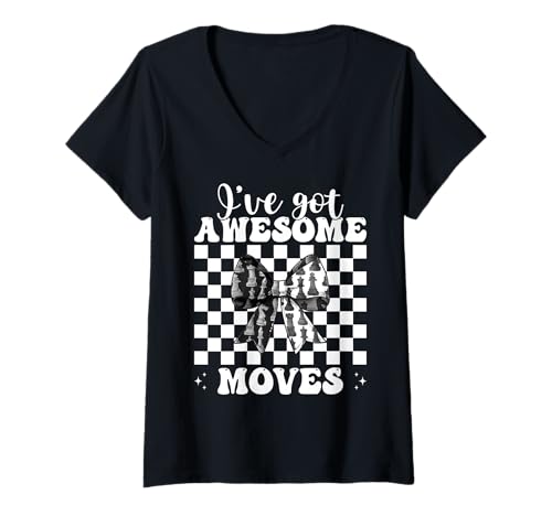 Damen Schachspieler Master Chess Girl Mom I've Got Awesome Moves T-Shirt mit V-Ausschnitt von Womens Coquette Bow Chess Player Master Gifts