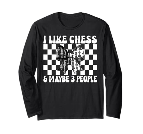 Ich mag Schach und vielleicht 3 Leute, Schachspieler, Master Chess Girl Langarmshirt von Womens Coquette Bow Chess Player Master Gifts