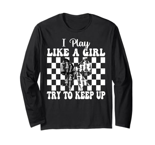 Schachspieler Master Chess Girl Coquette I Play Like A Girl Langarmshirt von Womens Coquette Bow Chess Player Master Gifts