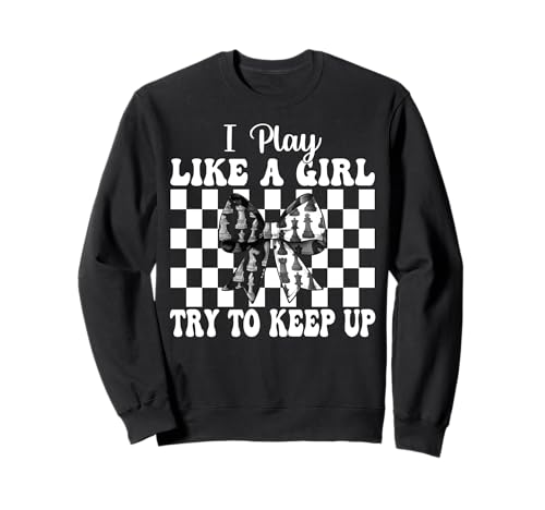 Schachspieler Master Chess Girl Coquette I Play Like A Girl Sweatshirt von Womens Coquette Bow Chess Player Master Gifts