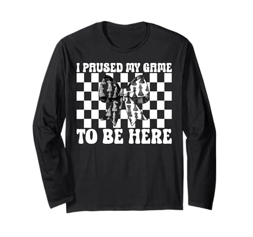 Schachspieler Master Chess Girl I Paused My Game to Be Here Langarmshirt von Womens Coquette Bow Chess Player Master Gifts