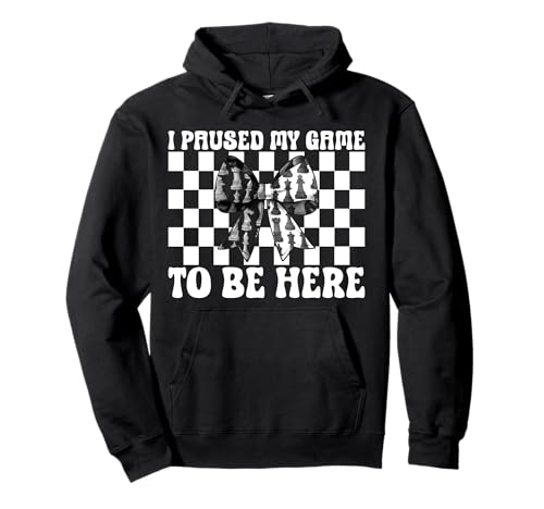 Schachspieler Master Chess Girl I Paused My Game to Be Here Pullover Hoodie von Womens Coquette Bow Chess Player Master Gifts