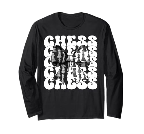 Schachspieler Master Chess Girl Mom Coquette Bow Langarmshirt von Womens Coquette Bow Chess Player Master Gifts