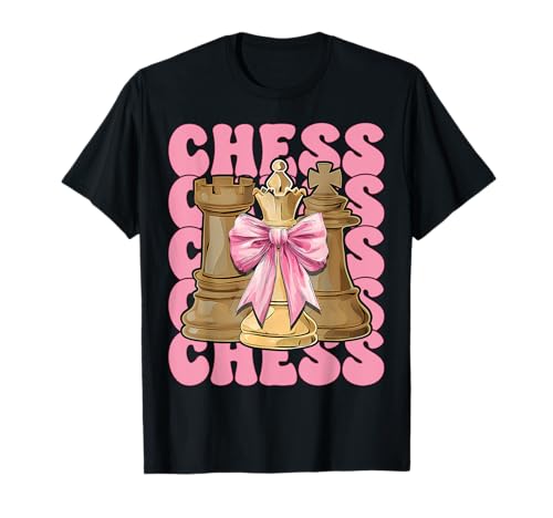 Schachspieler Master Chess Girl Mom Coquette Bow T-Shirt von Womens Coquette Bow Chess Player Master Gifts