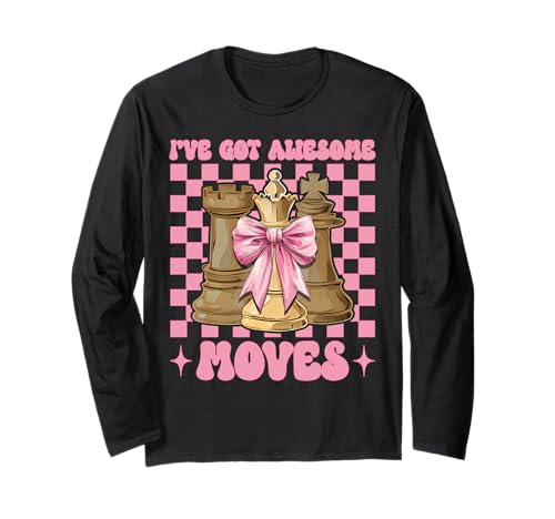 Schachspieler Master Chess Girl Mom I've Got Awesome Moves Langarmshirt von Womens Coquette Bow Chess Player Master Gifts