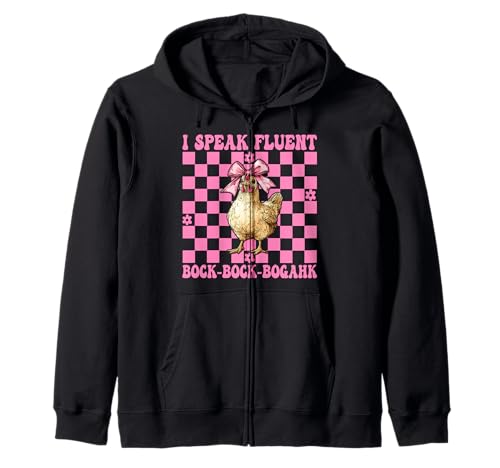 Chicken Farm Chicken Girl Ich spreche fließend Bock-Bock-Bogahk Kapuzenjacke von Womens Coquette Bow Chicken Farmer Farming Gifts