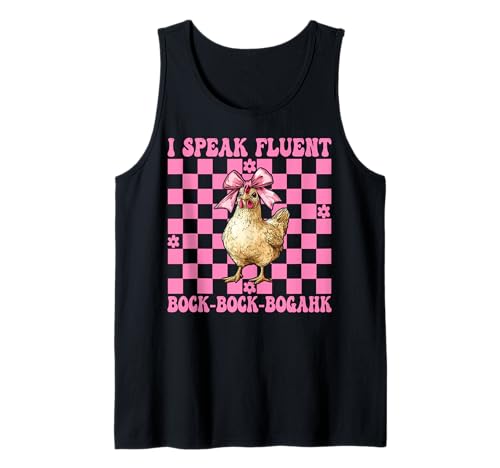 Chicken Farm Chicken Girl Ich spreche fließend Bock-Bock-Bogahk Tank Top von Womens Coquette Bow Chicken Farmer Farming Gifts