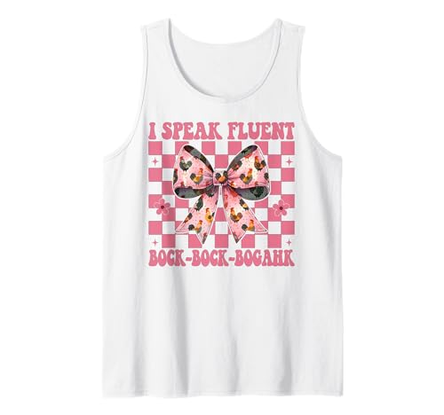 Chicken Farm Chicken Girl Ich spreche fließend Bock-Bock-Bogahk Tank Top von Womens Coquette Bow Chicken Farmer Farming Gifts