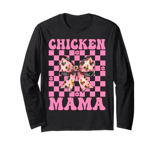 Chicken Mama Mom Chicken Farm Farmer Muttertag Kokette Langarmshirt von Womens Coquette Bow Chicken Farmer Farming Gifts