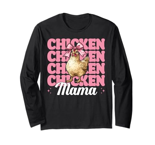 Chicken Mama Mom Chicken Farm Farmer Muttertag Kokette Langarmshirt von Womens Coquette Bow Chicken Farmer Farming Gifts