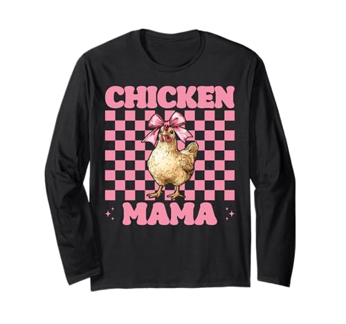 Chicken Mama Mom Chicken Farm Farmer Muttertag Kokette Langarmshirt von Womens Coquette Bow Chicken Farmer Farming Gifts