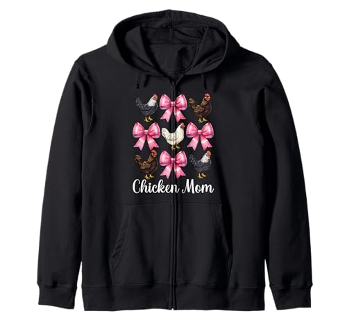 Chicken Mom Mama Chicken Farm Farmer Muttertag Kokette Kapuzenjacke von Womens Coquette Bow Chicken Farmer Farming Gifts