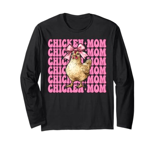 Chicken Mom Mama Chicken Farm Farmer Muttertag Kokette Langarmshirt von Womens Coquette Bow Chicken Farmer Farming Gifts