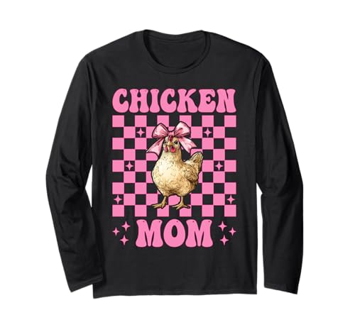 Chicken Mom Mama Chicken Farm Farmer Muttertag Kokette Langarmshirt von Womens Coquette Bow Chicken Farmer Farming Gifts