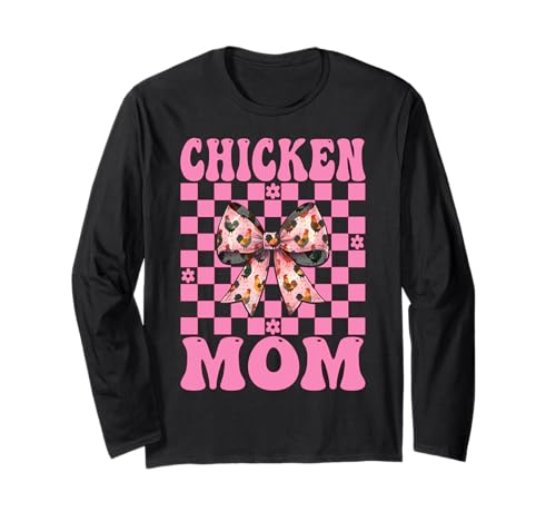 Chicken Mom Mama Chicken Farm Farmer Muttertag Kokette Langarmshirt von Womens Coquette Bow Chicken Farmer Farming Gifts