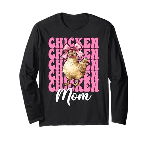 Chicken Mom Mama Chicken Farm Farmer Muttertag Kokette Langarmshirt von Womens Coquette Bow Chicken Farmer Farming Gifts