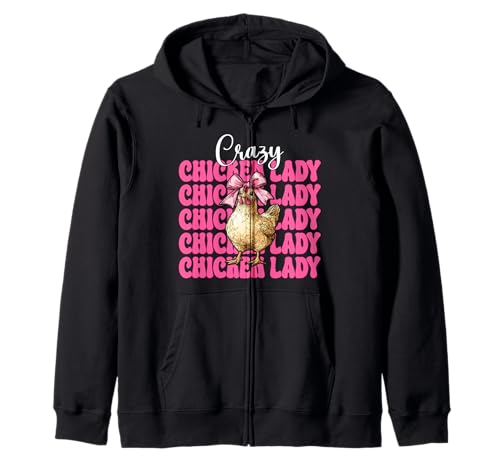 Crazy Chicken Lady Chicken Farm Farmer Hühnchen Mädchen Mama Kapuzenjacke von Womens Coquette Bow Chicken Farmer Farming Gifts