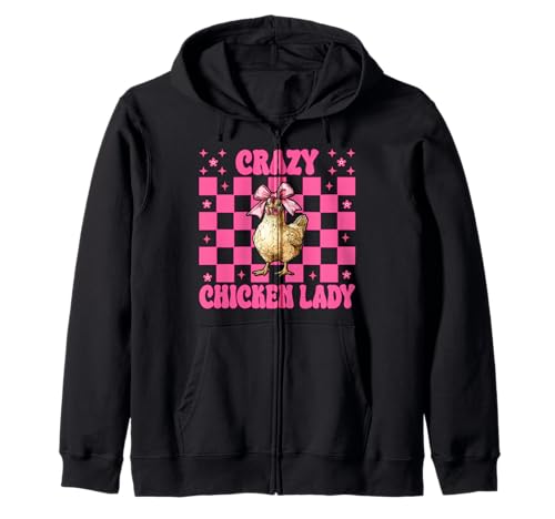 Crazy Chicken Lady Chicken Farm Farmer Hühnchen Mädchen Mama Kapuzenjacke von Womens Coquette Bow Chicken Farmer Farming Gifts