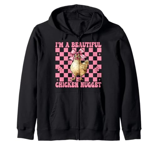 Ich Bin EIN wunderschönes Chicken Nugget Nug Chicken Farm Chicken Girl Kapuzenjacke von Womens Coquette Bow Chicken Farmer Farming Gifts