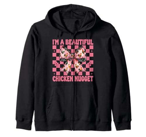 Ich Bin EIN wunderschönes Chicken Nugget Nug Chicken Farm Chicken Girl Kapuzenjacke von Womens Coquette Bow Chicken Farmer Farming Gifts