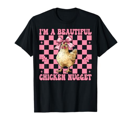 Ich Bin EIN wunderschönes Chicken Nugget Nug Chicken Farm Chicken Girl T-Shirt von Womens Coquette Bow Chicken Farmer Farming Gifts