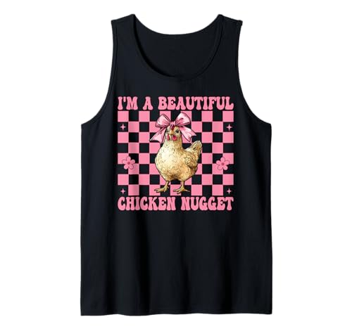 Ich Bin EIN wunderschönes Chicken Nugget Nug Chicken Farm Chicken Girl Tank Top von Womens Coquette Bow Chicken Farmer Farming Gifts
