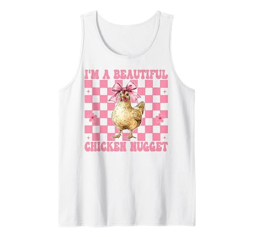 Ich Bin EIN wunderschönes Chicken Nugget Nug Chicken Farm Chicken Girl Tank Top von Womens Coquette Bow Chicken Farmer Farming Gifts