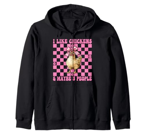 Ich mag Hühner und vielleicht 3 Leute Chicken Farm Chicken Girl Kapuzenjacke von Womens Coquette Bow Chicken Farmer Farming Gifts