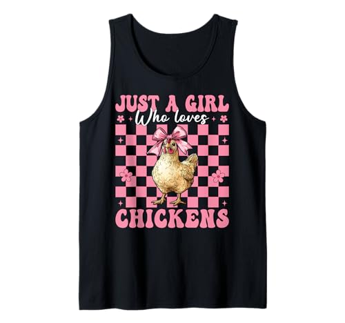 Just A Girl Who Loves Chickens Chicken Farm Farmer Kokette Tank Top von Womens Coquette Bow Chicken Farmer Farming Gifts