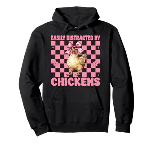 Leicht abgelenkt von Hühnern Chicken Farm Chicken Girl Mom Pullover Hoodie von Womens Coquette Bow Chicken Farmer Farming Gifts