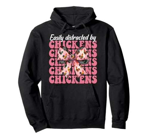 Leicht abgelenkt von Hühnern Chicken Farm Chicken Girl Mom Pullover Hoodie von Womens Coquette Bow Chicken Farmer Farming Gifts