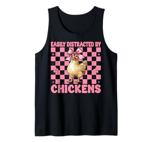 Leicht abgelenkt von Hühnern Chicken Farm Chicken Girl Mom Tank Top von Womens Coquette Bow Chicken Farmer Farming Gifts