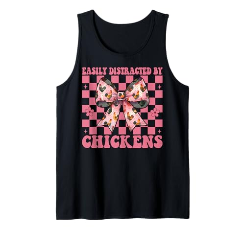 Leicht abgelenkt von Hühnern Chicken Farm Chicken Girl Mom Tank Top von Womens Coquette Bow Chicken Farmer Farming Gifts