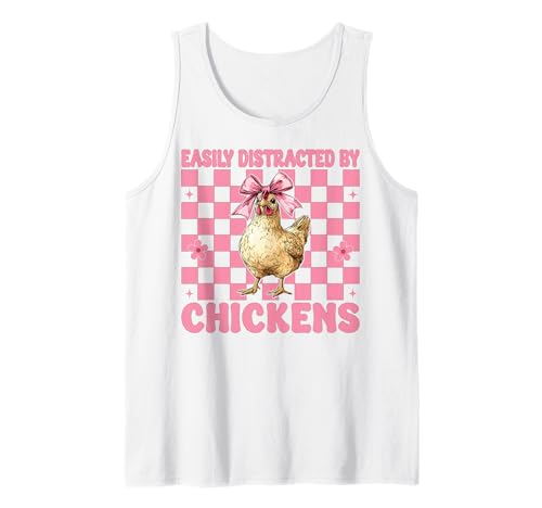 Leicht abgelenkt von Hühnern Chicken Farm Chicken Girl Mom Tank Top von Womens Coquette Bow Chicken Farmer Farming Gifts