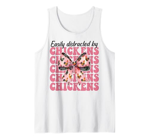 Leicht abgelenkt von Hühnern Chicken Farm Chicken Girl Mom Tank Top von Womens Coquette Bow Chicken Farmer Farming Gifts