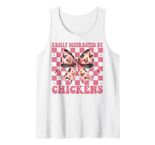 Leicht abgelenkt von Hühnern Chicken Farm Chicken Girl Mom Tank Top von Womens Coquette Bow Chicken Farmer Farming Gifts