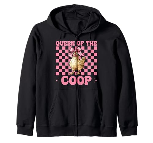 Lustiges Chicken Farm Farmer Chicken Girl Queen of The Coop Kapuzenjacke von Womens Coquette Bow Chicken Farmer Farming Gifts