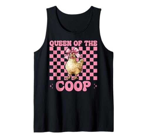 Lustiges Chicken Farm Farmer Chicken Girl Queen of The Coop Tank Top von Womens Coquette Bow Chicken Farmer Farming Gifts