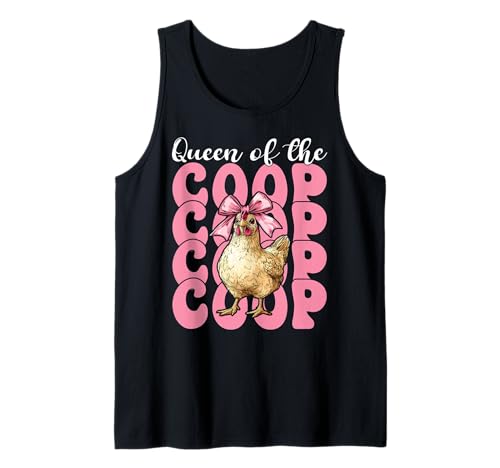 Lustiges Chicken Farm Farmer Chicken Girl Queen of The Coop Tank Top von Womens Coquette Bow Chicken Farmer Farming Gifts