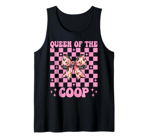 Lustiges Chicken Farm Farmer Chicken Girl Queen of The Coop Tank Top von Womens Coquette Bow Chicken Farmer Farming Gifts