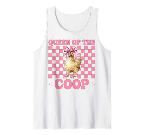 Lustiges Chicken Farm Farmer Chicken Girl Queen of The Coop Tank Top von Womens Coquette Bow Chicken Farmer Farming Gifts