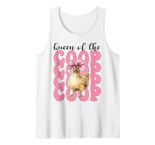 Lustiges Chicken Farm Farmer Chicken Girl Queen of The Coop Tank Top von Womens Coquette Bow Chicken Farmer Farming Gifts