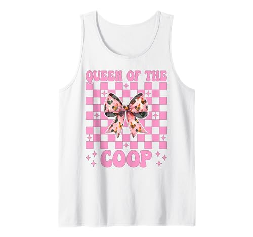 Lustiges Chicken Farm Farmer Chicken Girl Queen of The Coop Tank Top von Womens Coquette Bow Chicken Farmer Farming Gifts